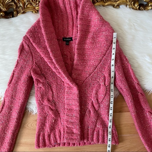 Bebe Pink Snap Front Chunky Sweater - Picture 6 of 9